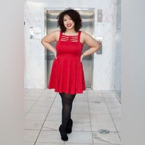 BB Dakota Square Neckline Cutout Red Dress